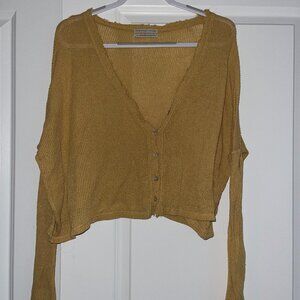 Urban Outfitters Long Sleeve Waffle Knit Yellow Shirt